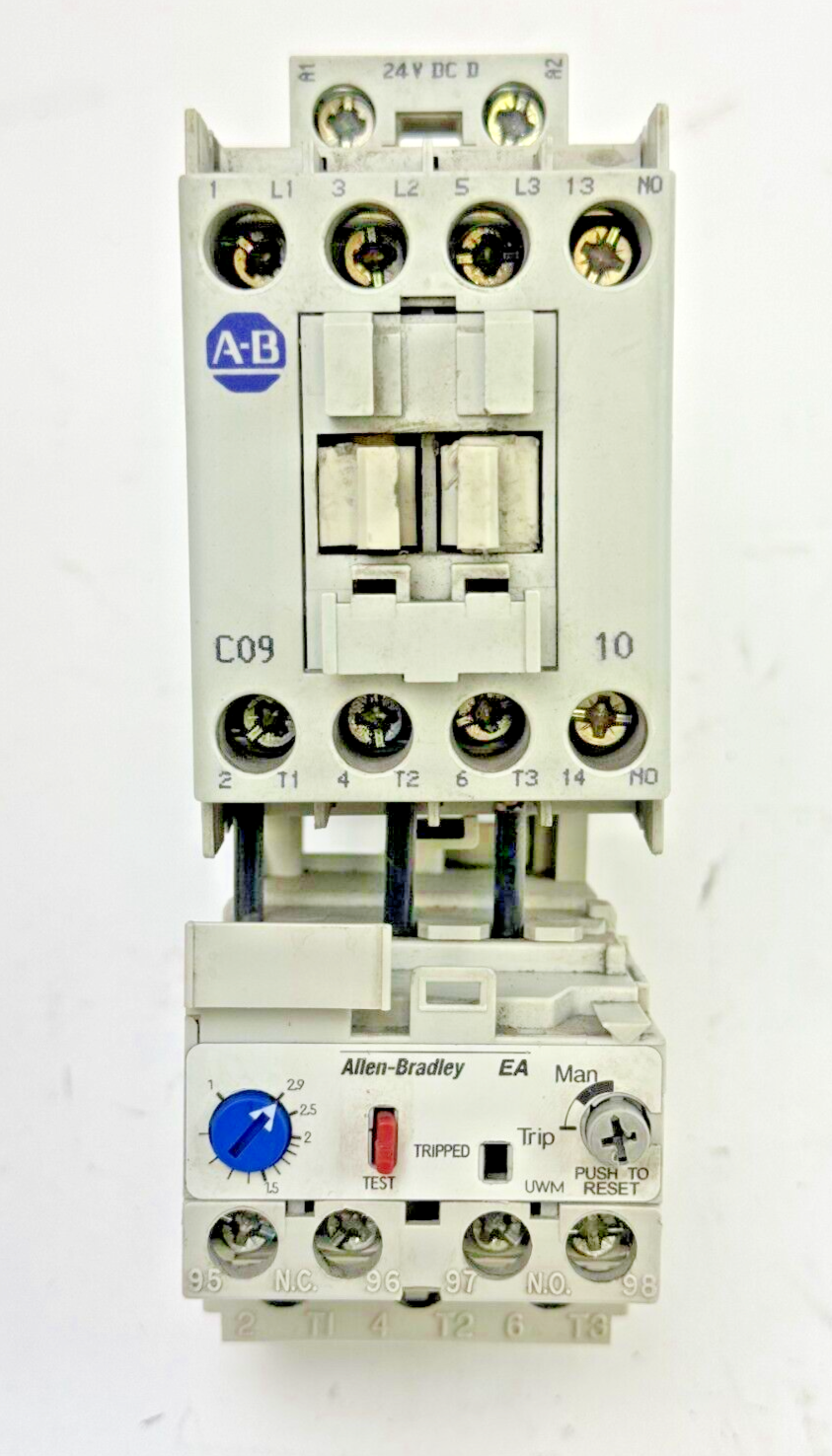 ALLEN-BRADLEY 100-C09D*10 SER. A CONTACTOR W 24VDC COIL & 193-EA1DB SER. B RELAY