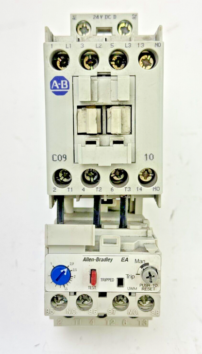 ALLEN-BRADLEY 100-C09D*10 SER. A CONTACTOR W 24VDC COIL & 193-EA1DB SER. B RELAY