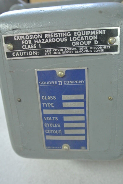 SQUARE D 9018 BSR-8 VACUUM SWITCH EXPLOSION RESISTANT HAZARDOUS LOCATION SURPLUS