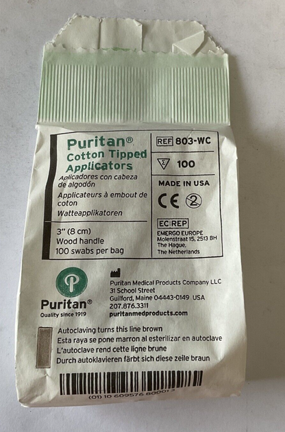 PURITAN 803-WC COTTON TIPPED APPLICATORS ****100 PER PACK****