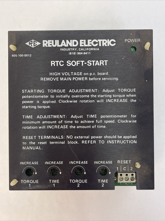 RTC SOFT-START CONTROL RTC-013-146-0N0-X 460V F.L.A. 7 L.R.A.50 3HP