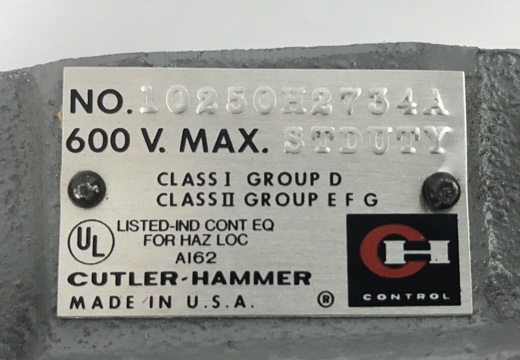 Cutler Hammer 10250H2734A STDUTY Class I Group D/Class II Group EFG LIMIT SWITCH