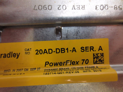 ALLEN-BRADLEY 20AD-DB1-A Ser. A, POWERFLEX 70 INTERNAL DYNAMIC BRAKE / RESISTOR