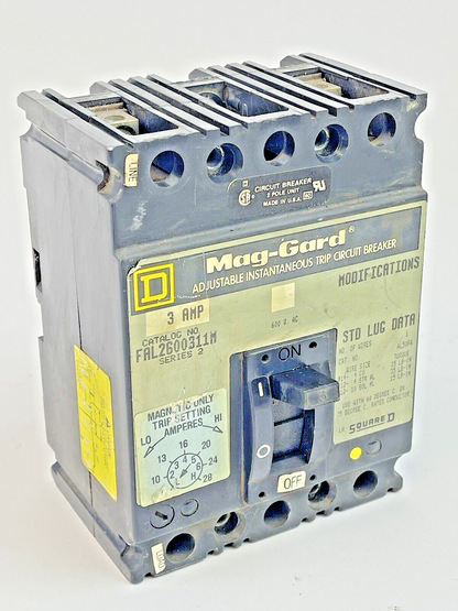 SQUARE D - FAL2600311M SER. 2 - MAG-GARD CIRCUIT BREAKER -  600 VAC, 3 A, 2 POLE