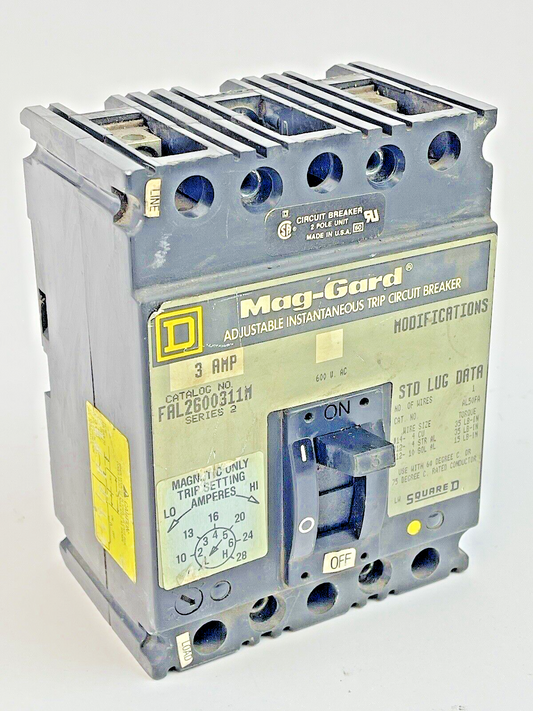 SQUARE D - FAL2600311M SER. 2 - MAG-GARD CIRCUIT BREAKER -  600 VAC, 3 A, 2 POLE