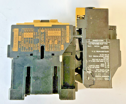 ALLEN BRADLEY 100-A09ND3 CONTACTOR SER B 600VAC 9A W/ 193-BSB60 RELAY 4-6A SER.B