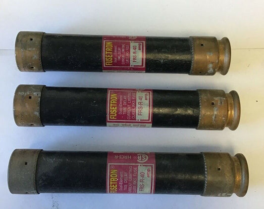 FUSETRON FRS-R-40 FUSE 600VAC 40AMP DUAL ELEMENT TIME DEL. CLASS RK5 **LOTOF 3**