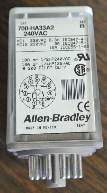 ALLEN-BRADLEY 700-HA33A2 Ser. B - GENERAL PURPOSE RELAY - 240VAC - NEW SURPLUS