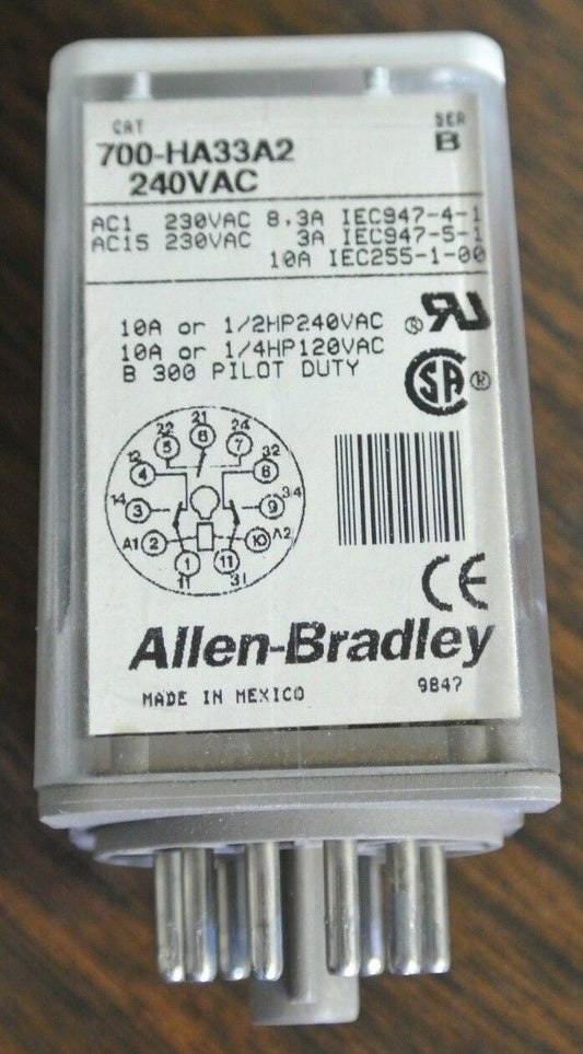 ALLEN-BRADLEY 700-HA33A2 Ser. B - GENERAL PURPOSE RELAY - 240VAC - NEW SURPLUS