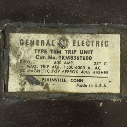 GE TKM836T600 TRIP UNIT 600AMP 3POLE