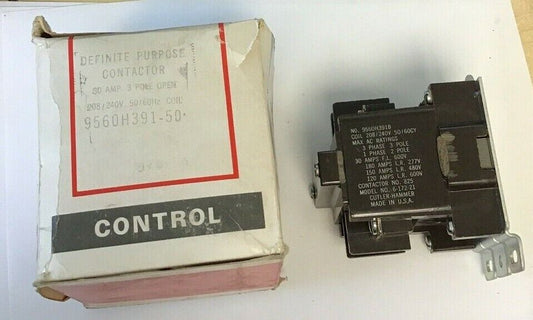 CUTLER HAMMER DEFINITE PURPOSE CONTACTOR 9560H391B 30A 208/240C 50/60CY