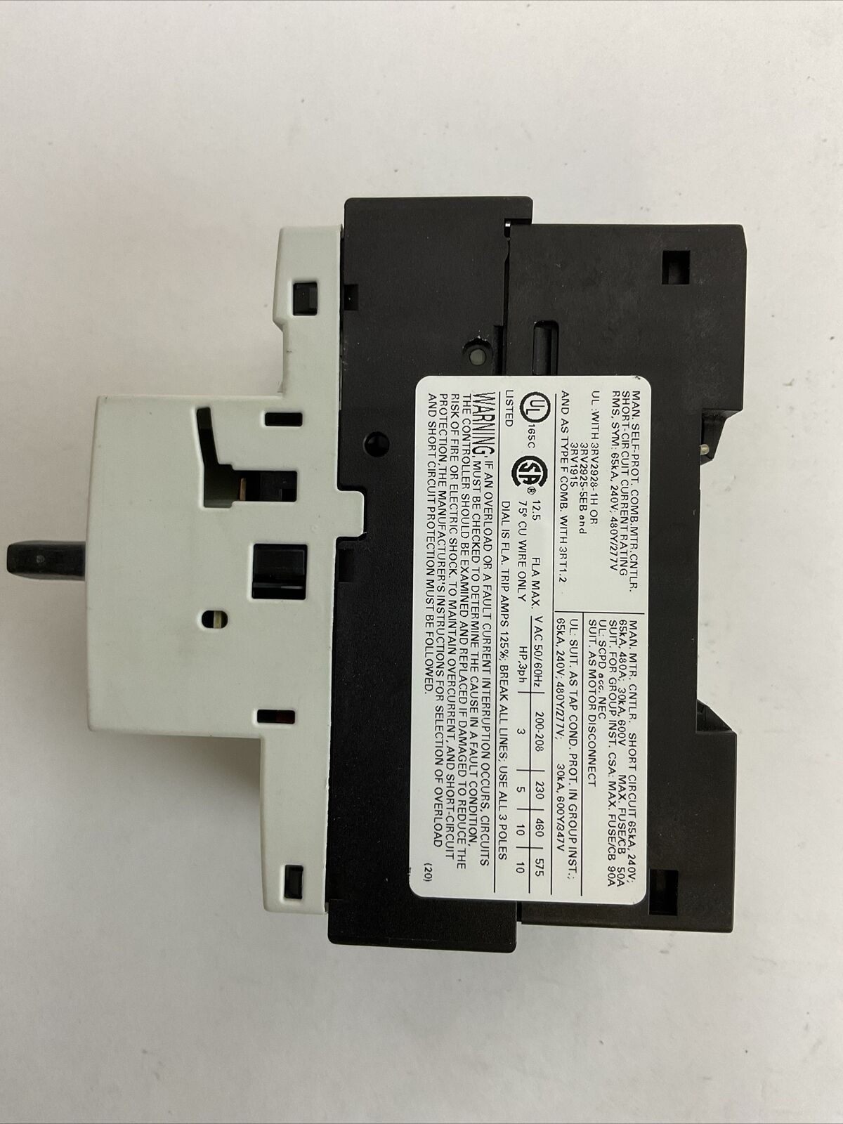 SIEMENS 3RV2021-1KA10 9-12,5A CIRCUIT BREAKER