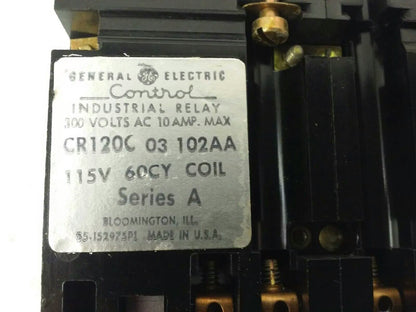 GENERAL ELECTRIC CR120C03102AA SER. A, LATCHING RELAY, 300V, 115V COIL,10A,CR120