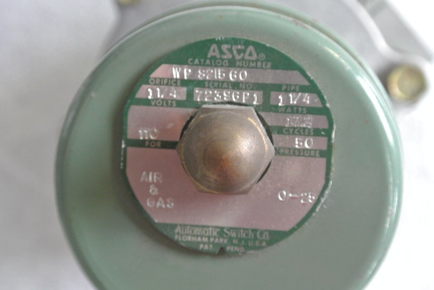 ASCO WP8215 60 - VALVE - 1-1/4" PIPE, 1-1/4" ORIFICE, 17.2W, 0-26psi, 110/25