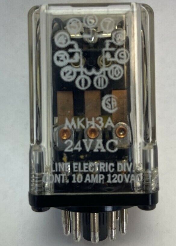 LINE ELECTRIC MKH3A RELAY 10A 120VAC COIL 24VAC