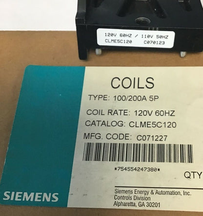 SIEMENS  CLME50120 COIL 120V 60HZ 100/200A 5P