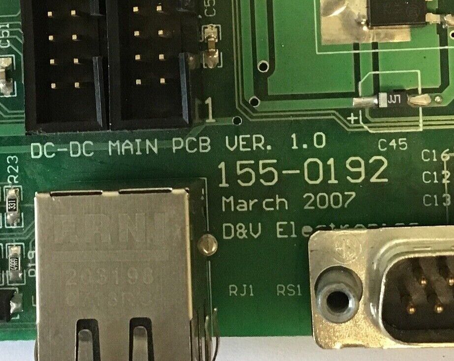 D&V ELECTRONICS DC-DC MAIN PCB VER. 1.0 155-0192 CIRCUIT BOARD