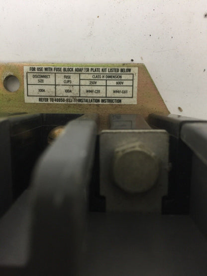 ALLEN BRADLEY 1494FNF100 DISCONNECT SWITCH 1494FC211 FUSE BLOCK ADAPTOR