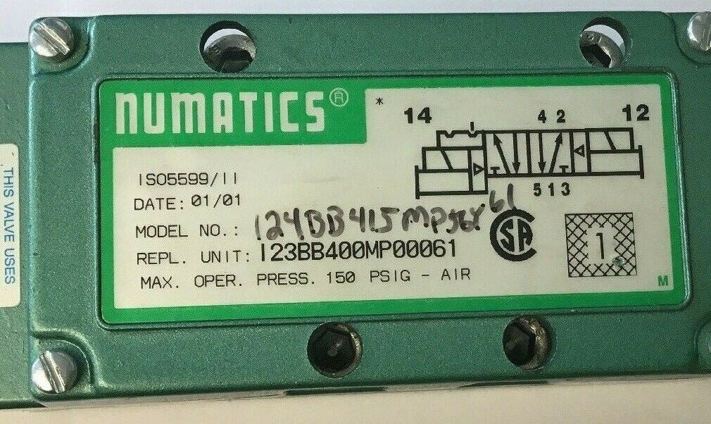 ISO 5599/11 NUMATICS SOLENIOD VALVE 150PSI W/ 236-384B VALVE COILS