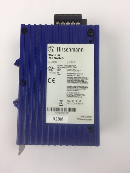 HIRSCHMANN RS2-5TX ETHERNET RAIL SWITCH 5 PORT 9.6-32VDC