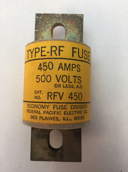 ECONOMY FUSE DIVISION RFV 450 TYPE-RF FUSE 450 AMP 500 VAC