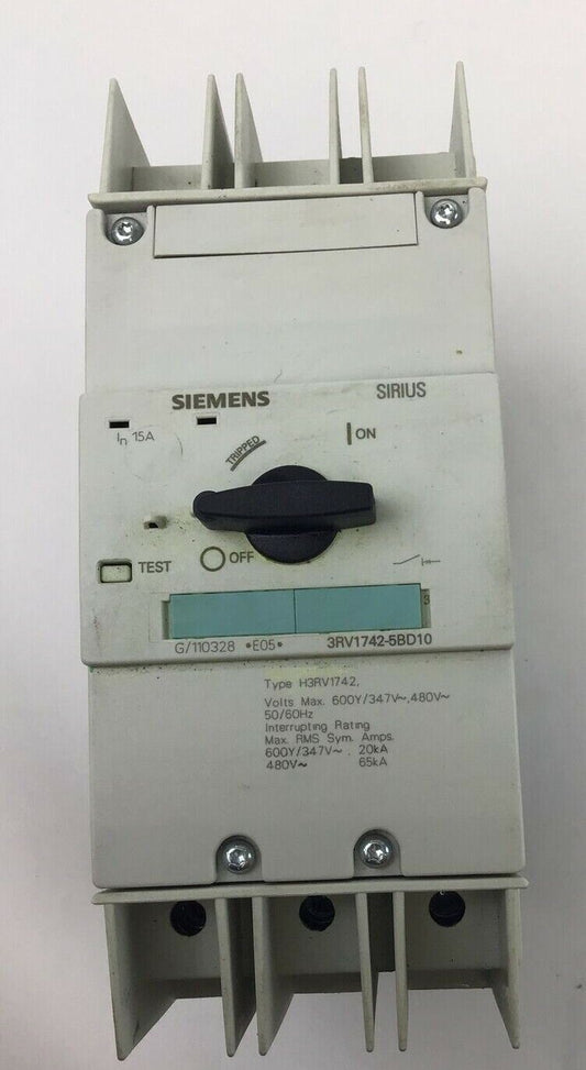 SIEMENS 3RV1742-5BD10 CIRCUIT BREAKER 480VAC 15A