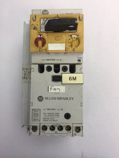 ALLEN BRADLEY MOTOR STARTER 190-P024 SER A 190-MN SER A 190-A40 SER B COIL 120V
