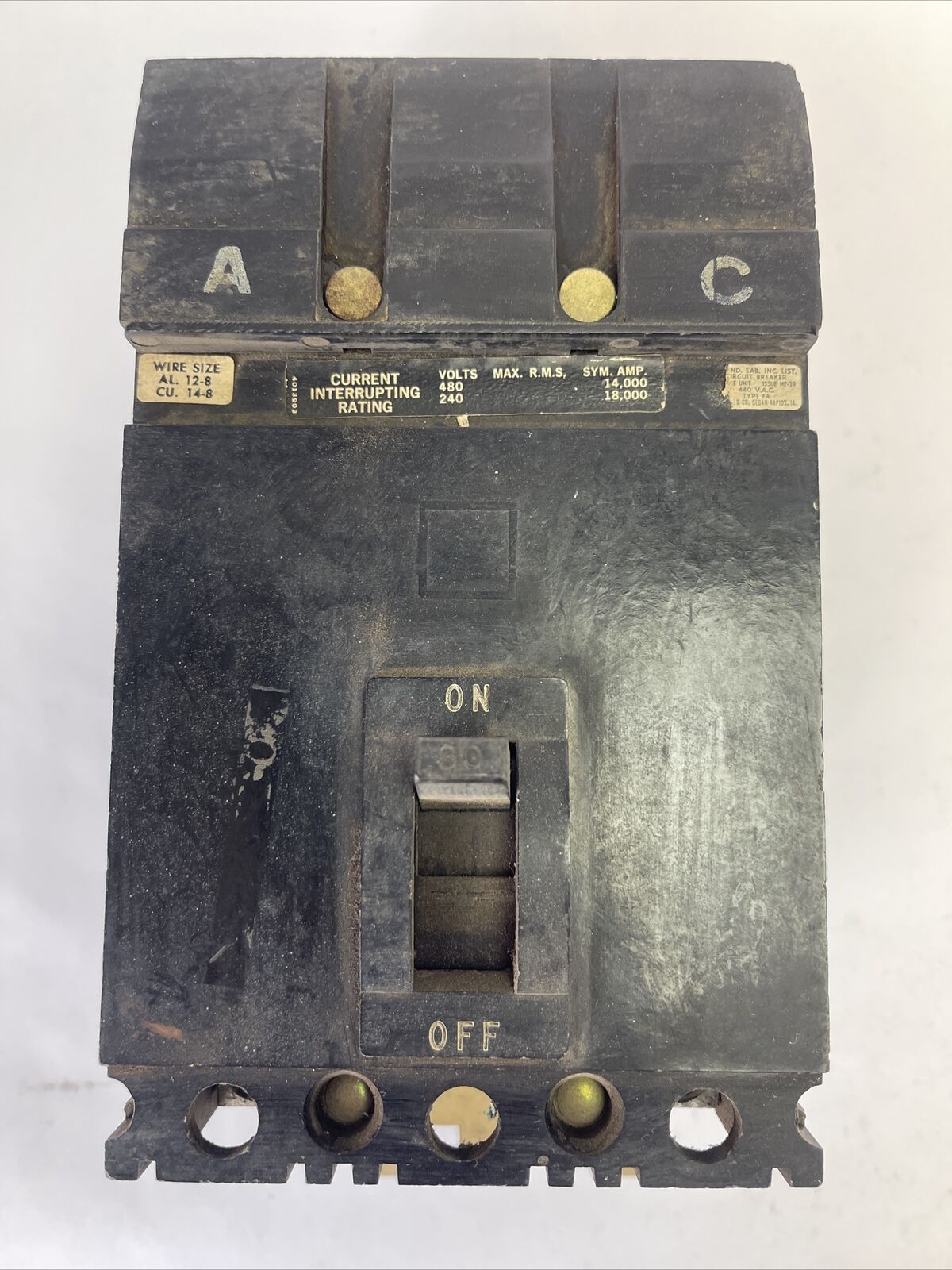 SQUARE D FA 24030 AC CIRCUIT BREAKER 2POLE 30AMP 480VAC