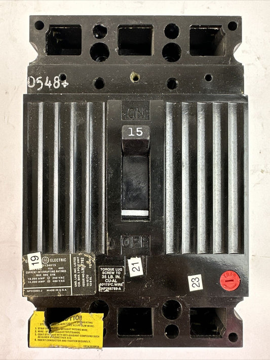 GE TED134015 CIRCUIT BREAKER 480VAC 15A 3POLE