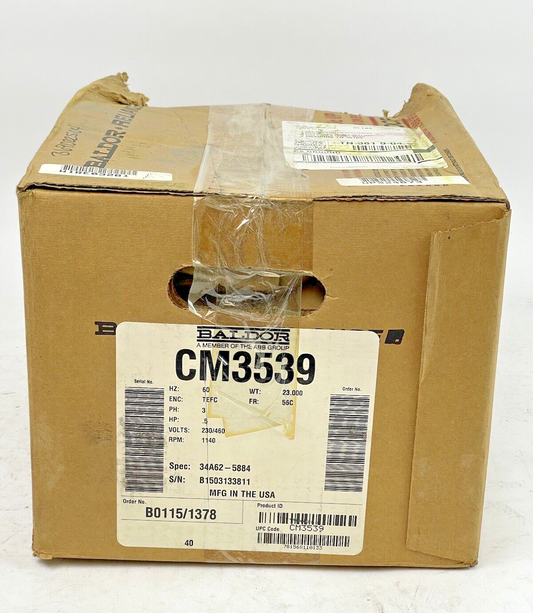 BALDOR - CM3539 - GP Motor - .5 Hp 3 Phase 230/460V 1140 RPM 56C Frame