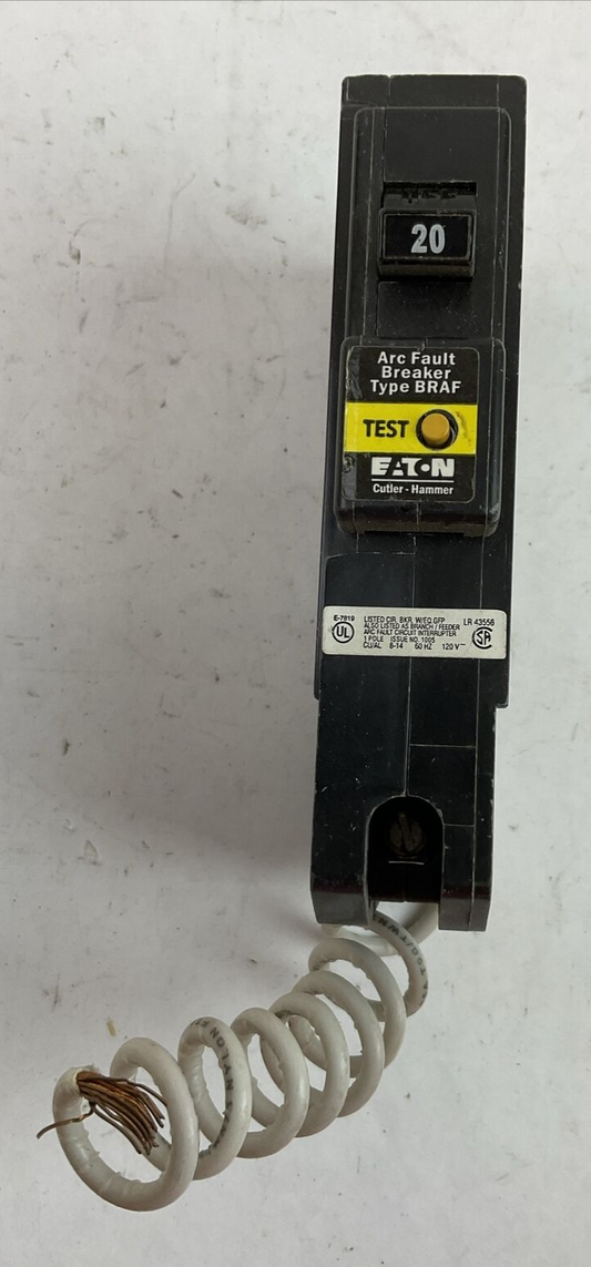 CUTLER HAMMER BR120AF ARC FAULT CIRCUIT BREAKER 20AMP 1POLE 120VAC