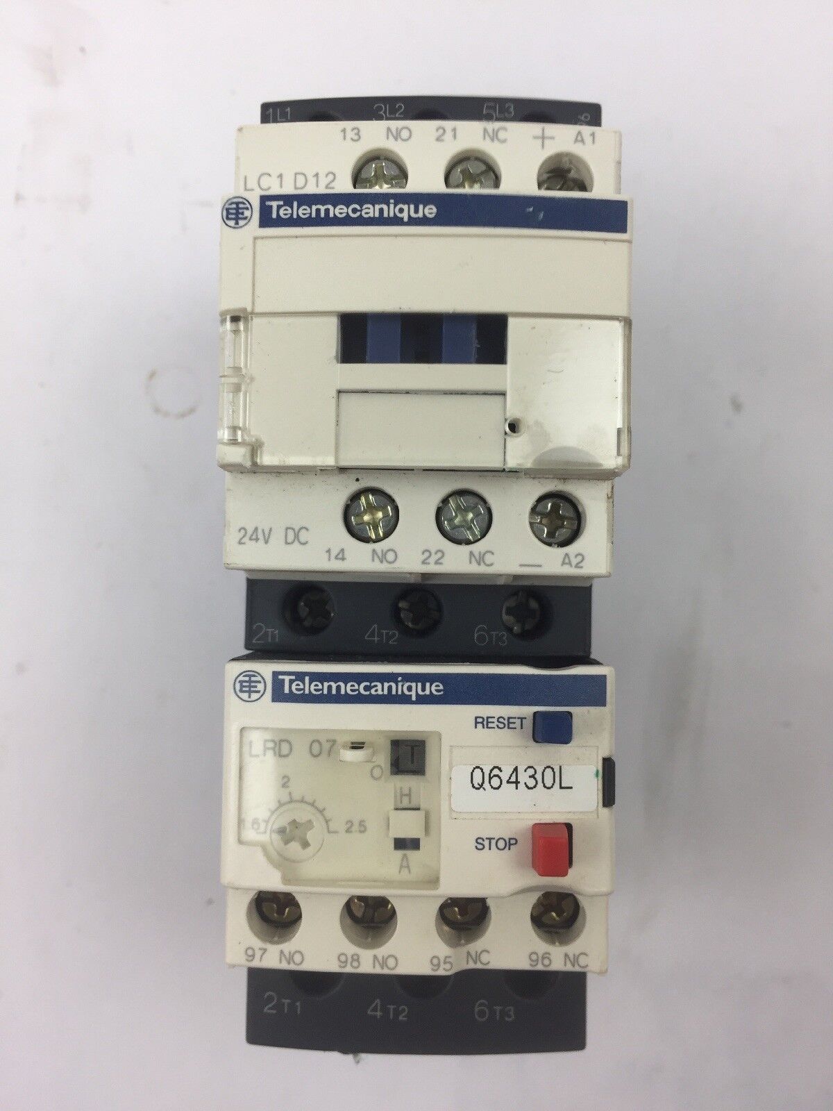 TELEMECANIQUE LC1D12BD CONTACT 25A LAD4TBDL 24V LRD07 OVERLOAD RELAY 1.6-2.5A