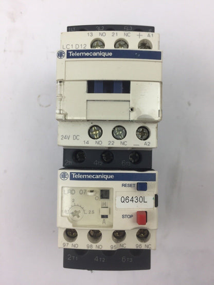 TELEMECANIQUE LC1D12BD CONTACT 25A LAD4TBDL 24V LRD07 OVERLOAD RELAY 1.6-2.5A