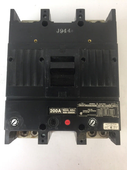 GE TJJ426200WL J-400 CIRCUIT BREAKER 200 AMP 600VAC 250VDC 2 POLE