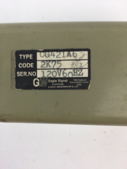 GW EAGLE SIGNAL CG421A6 TIME DELAY RELAY 120V 60HZ 120 SECONDS