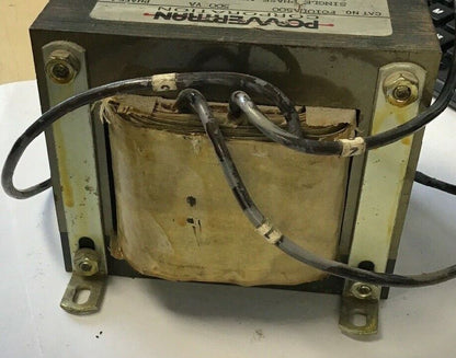 POWERTRAN F010DA500 500VA SINGLE PHASE AUTO TRANSFORMER 480V 60HZ