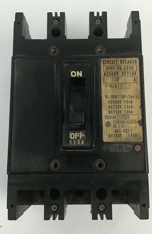 TERASAKI ELECRIC T0-225C (TO-225C) 150A CIRCUIT BREAKER 500VAC/250VDC  3POLE