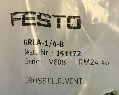 FESTO GRLA-1/4-B FLOW CONTROL VALVE