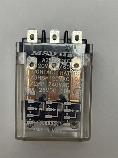 MSD A283XCXC RELAY 120V CONTACT RATING 1/3HP 120VAC 10A 1/2HP 240VAC 10A 28VDC