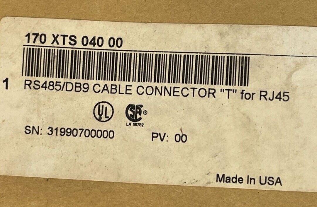 SCHNEIDER 170 XTS 040 00 TSX MOMENTUM RS485/DB9 CABLE CONNECTOR "T" FOR RJ45