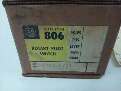 ALLEN BRADLEY BULLENTIN 806 G789147-1 SER. A, ROTARY PILOT SWITCH, 2 CIRCUITS