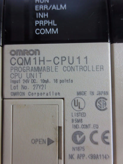 OMRON CQM1H-CPU11 CPU, PA203 POWER SUPPLY, ID212, OD212, OC222 ASSEMBLY