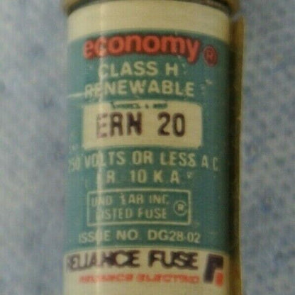 LOT of 9 / ECONOMY ERN20 & SHAWMUT RF20 RENEWABLE FUSES 30A / 250V NEW SURPLUS