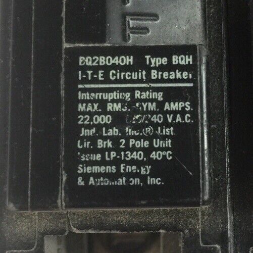 ITE BQ2B040H CIRCUIT BREAKER 2POLE 40AMP 120/240VAC