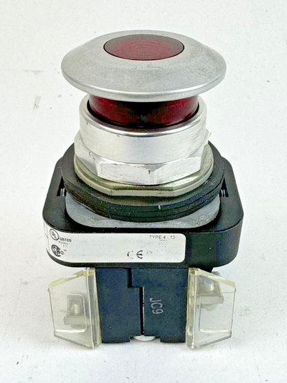 ALLEN-BRADLEY - 800T-FXQ24RAA1 SER. T - RED MUSHROOM PUSH/PULL BUTTON W/ BLOCK