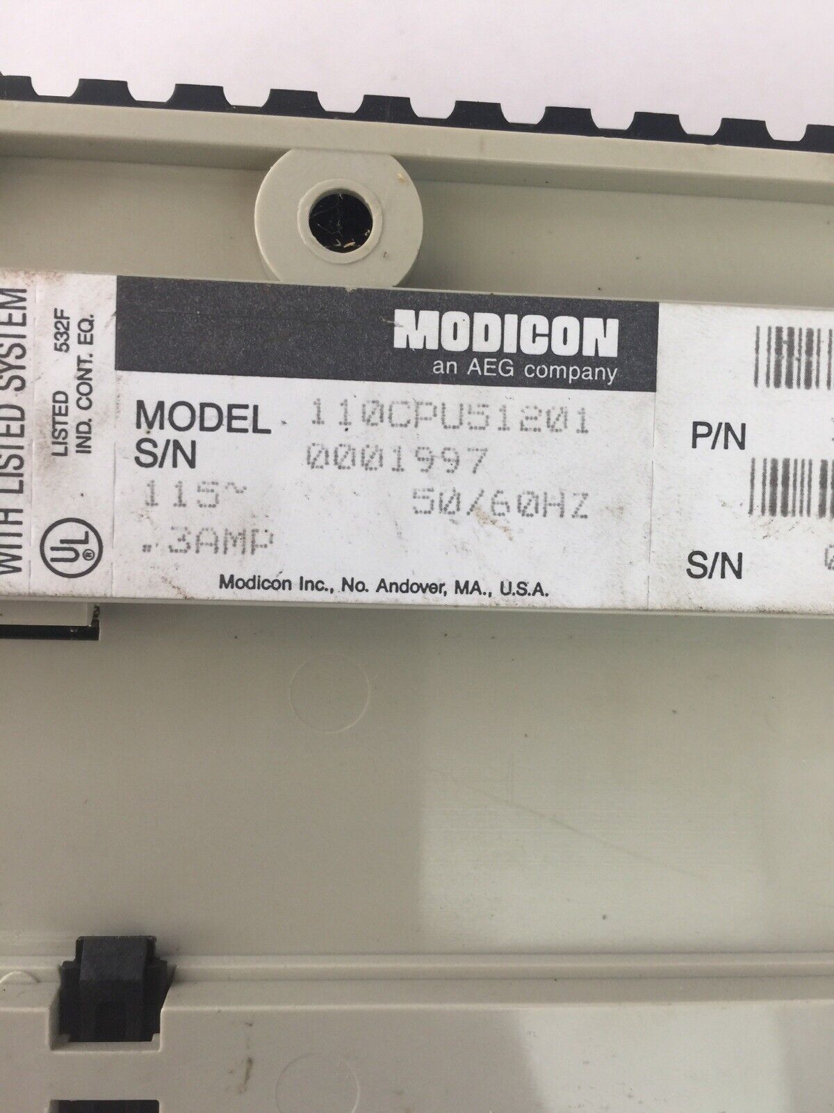 MODICON 110CPU51201 CPU MODULE 115VAC 50/60HZ 0.3A