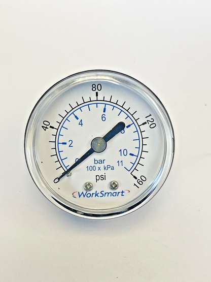 WORKSMART - WS-PE-GAGE-34 - PRESSURE GAUGE - 2" DIAMETER, 1/4" NPT, 0-160 PSI