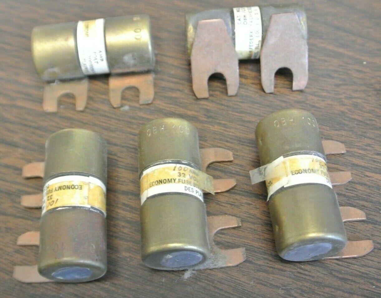 LOT of 5 / ECONOMY / FPE OBH-100 BOLT-ON FUSE / 100A / 32VDC / NEW SURPLUS