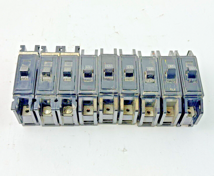 WESTINGHOUSE *LOT OF 9* - QC1015 - CIRCUIT BREAKER 1 POLE/15A/120 VAC -NO SCREWS