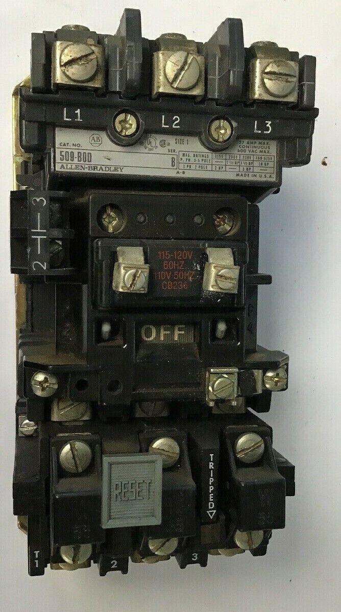 ALLEN BRADLEY 509-B0D SER.B SZ.1 W/CB236 COIL/ W55 / W/595-A SER.B AUX CONT.